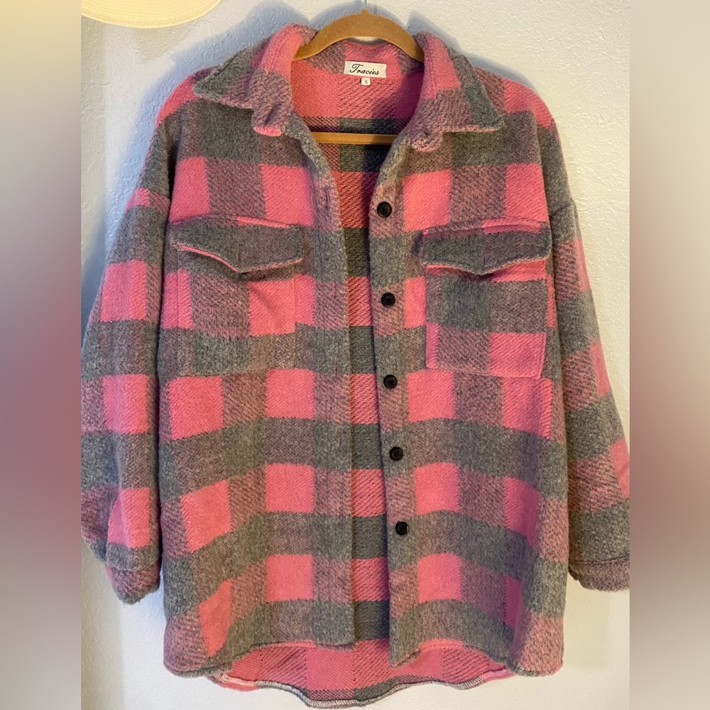 Pink and Gray Plaid Jacket